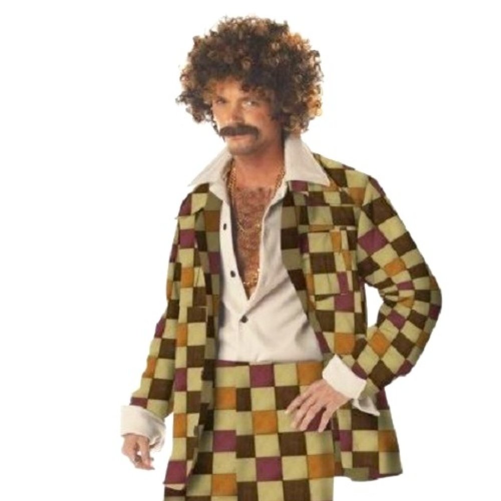 Men's Adult Fashion Disco Dude 4-Piece Halloween Leisure Suit Costume L(42-44)